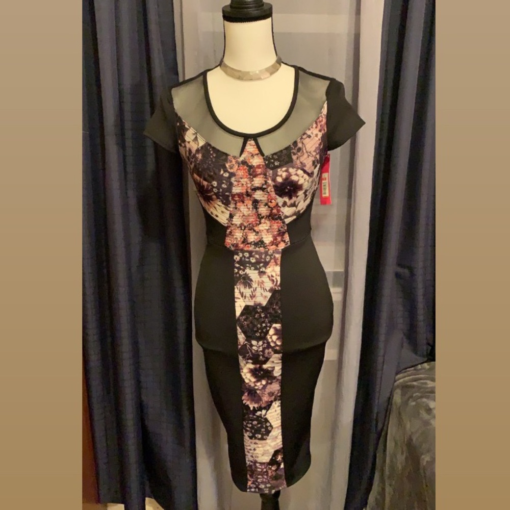 Black solid / Floral Print Dress 🌸🖤🌸